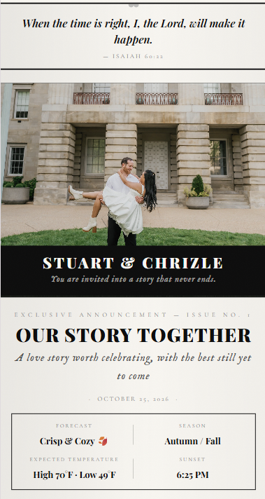 Chrizle & Stuart wedding website preview