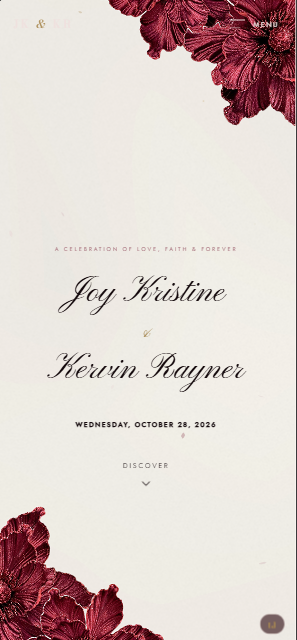 Joy Kristine & Kervin Rayner wedding website preview